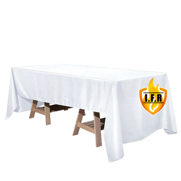 Fire Retardant Premium Polyester 60"x126" Rectangular Tablecloth White - Stylish High-Performance Table Cover for Large Gatherings