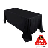 72"x120" Fire Retardant Black Tablecloth Premium Polyester Rectangular Table Cover