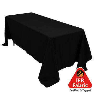 Fire Retardant Premium Polyester 72"x120" Rectangular Tablecloth Black - High-Performance Table Cover