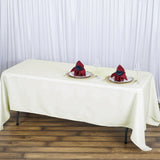 72"x120" Fire Retardant Ivory Tablecloth Premium Polyester Rectangular Table Cover