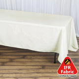 72"x120" Fire Retardant Ivory Tablecloth Premium Polyester Rectangular Table Cover