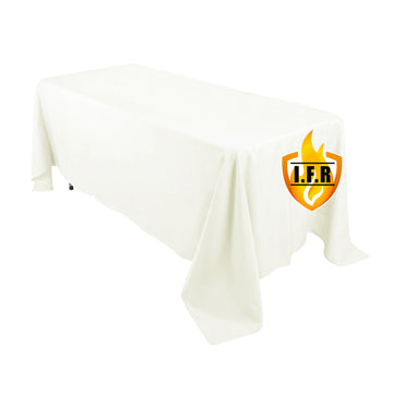 Fire Retardant Premium Polyester 72"x120" Rectangular Tablecloth Ivory - High-Performance Table Cover