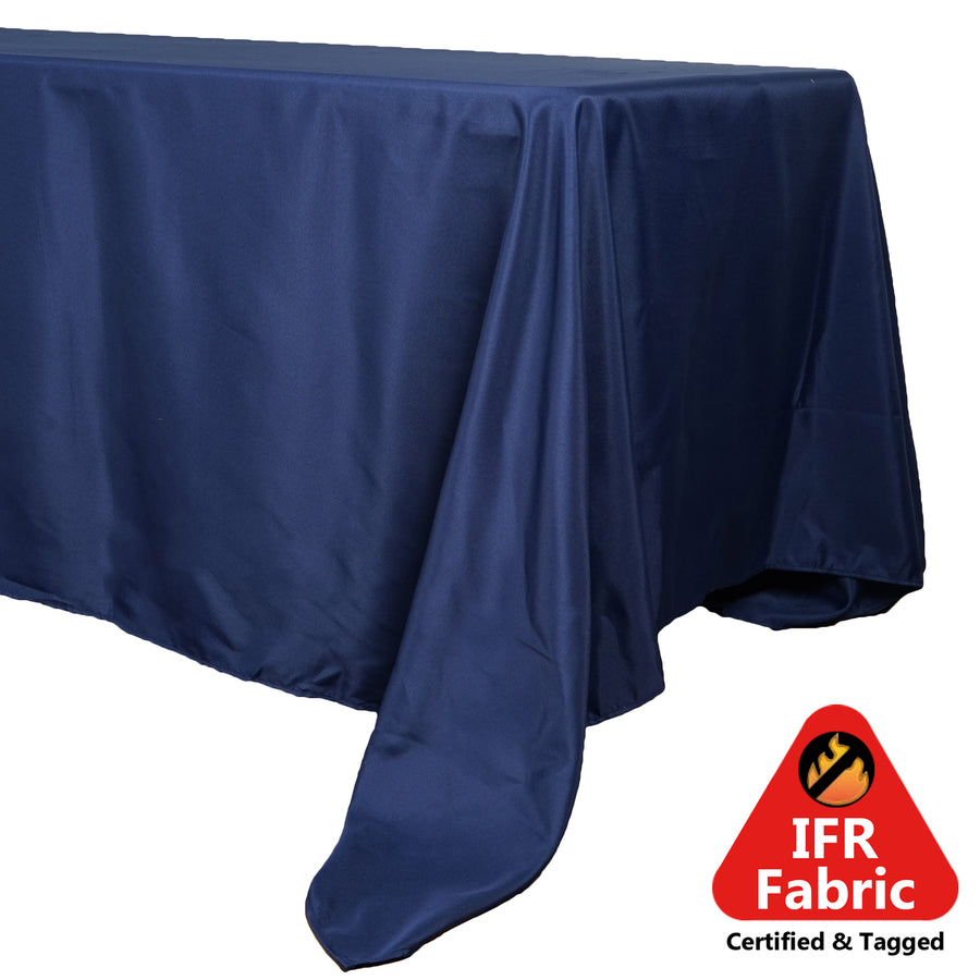 72"x120" Fire Retardant Navy Blue Tablecloth Premium Polyester Rectangular Table Cover