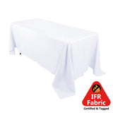 72"x120" Fire Retardant White Tablecloth Premium Polyester Rectangular Table Cover