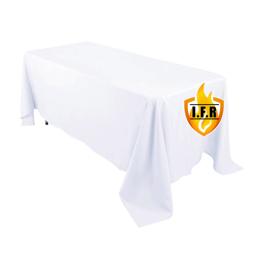 72"x120" Fire Retardant White Tablecloth Premium Polyester Rectangular Table Cover