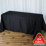 90x132inch Black Fire Retardant Tablecloth, Seamless Premium Polyester Rectangular Table Cover