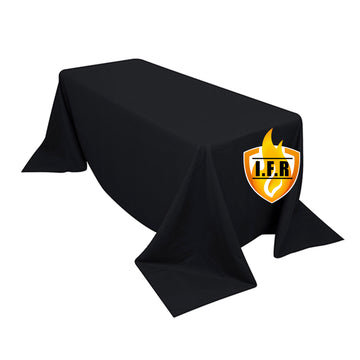 Fire Retardant Premium Polyester 90"x132" Rectangular Tablecloth Black - High-Performance Seamless Table Cover