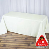 90x132inch Ivory Fire Retardant Tablecloth, Seamless Premium Polyester Rectangular Table Cover