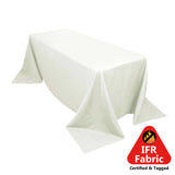 90x132inch Ivory Fire Retardant Tablecloth, Seamless Premium Polyester Rectangular Table Cover