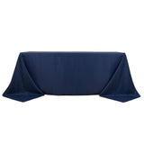 90x132inch Navy Blue Fire Retardant Tablecloth, Seamless Premium Polyester Rectangular Table Cover