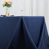 90x132inch Navy Blue Fire Retardant Tablecloth, Seamless Premium Polyester Rectangular Table Cover