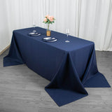 90x132inch Navy Blue Fire Retardant Tablecloth, Seamless Premium Polyester Rectangular Table Cover