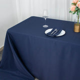 90x132inch Navy Blue Fire Retardant Tablecloth, Seamless Premium Polyester Rectangular Table Cover