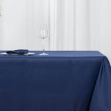 90x132inch Navy Blue Fire Retardant Tablecloth, Seamless Premium Polyester Rectangular Table Cover