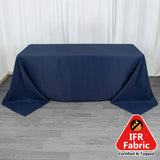 90x132inch Navy Blue Fire Retardant Tablecloth, Seamless Premium Polyester Rectangular Table Cover