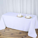 90x132inch White Fire Retardant Tablecloth, Seamless Premium Polyester Rectangular Table Cover