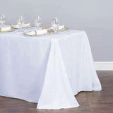 90x132inch White Fire Retardant Tablecloth, Seamless Premium Polyester Rectangular Table Cover