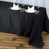 90x156inch Black Fire Retardant Tablecloth, Seamless Premium Polyester Rectangular Table Cover