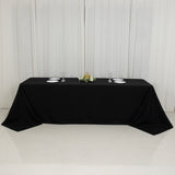 90x156inch Black Fire Retardant Tablecloth, Seamless Premium Polyester Rectangular Table Cover