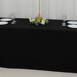 90x156inch Black Fire Retardant Tablecloth, Seamless Premium Polyester Rectangular Table Cover