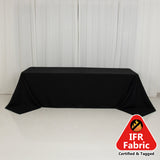 90x156inch Black Fire Retardant Tablecloth, Seamless Premium Polyester Rectangular Table Cover