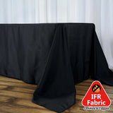 90x156inch Black Fire Retardant Tablecloth, Seamless Premium Polyester Rectangular Table Cover