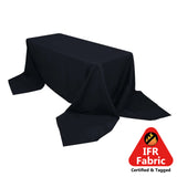 90x156inch Black Fire Retardant Tablecloth, Seamless Premium Polyester Rectangular Table Cover