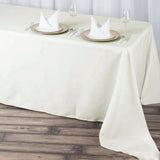 90x156inch Ivory Fire Retardant Tablecloth, Seamless Premium Polyester Rectangular Table Cover