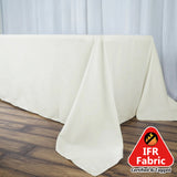 90x156inch Ivory Fire Retardant Tablecloth, Seamless Premium Polyester Rectangular Table Cover