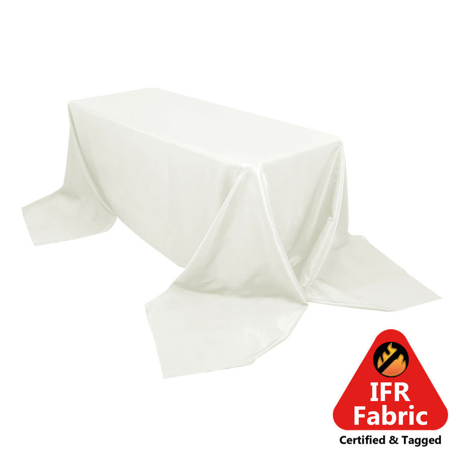 90x156inch Ivory Fire Retardant Tablecloth, Seamless Premium Polyester Rectangular Table Cover