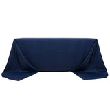 90x156inch Navy Blue Fire Retardant Tablecloth, Seamless Premium Polyester Rectangular Table Cover