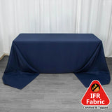 90x156inch Navy Blue Fire Retardant Tablecloth, Seamless Premium Polyester Rectangular Table Cover