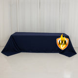 90x156inch Navy Blue Fire Retardant Tablecloth, Seamless Premium Polyester Rectangular Table Cover