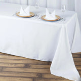 90x156inch White Fire Retardant Tablecloth, Seamless Premium Polyester Rectangular Table Cover