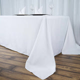 90x156inch White Fire Retardant Tablecloth, Seamless Premium Polyester Rectangular Table Cover