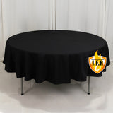 90" Fire Retardant Black Tablecloth Premium Polyester Round Table Cover