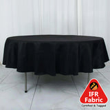 90" Fire Retardant Black Tablecloth Premium Polyester Round Table Cover