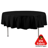 90" Fire Retardant Black Tablecloth Premium Polyester Round Table Cover