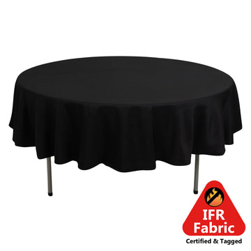 Fire Retardant Premium Polyester 90" Round Tablecloth Black - High-Performance Table Cover