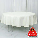 90" Fire Retardant Ivory Tablecloth Premium Polyester Round Table Cover