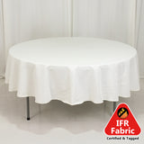 90" Fire Retardant Ivory Tablecloth Premium Polyester Round Table Cover