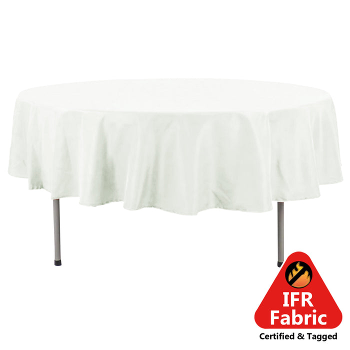 90" Fire Retardant Ivory Tablecloth Premium Polyester Round Table Cover