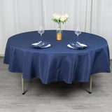 90" Fire Retardant Navy Blue Tablecloth Premium Polyester Round Table Cover