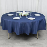 90" Fire Retardant Navy Blue Tablecloth Premium Polyester Round Table Cover