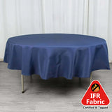 90" Fire Retardant Navy Blue Tablecloth Premium Polyester Round Table Cover