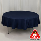 90" Fire Retardant Navy Blue Tablecloth Premium Polyester Round Table Cover