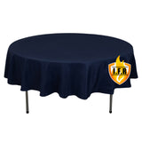 90" Fire Retardant Navy Blue Tablecloth Premium Polyester Round Table Cover