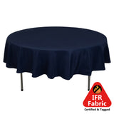 90" Fire Retardant Navy Blue Tablecloth Premium Polyester Round Table Cover