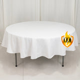 90" Fire Retardant White Tablecloth Premium Polyester Round Table Cover