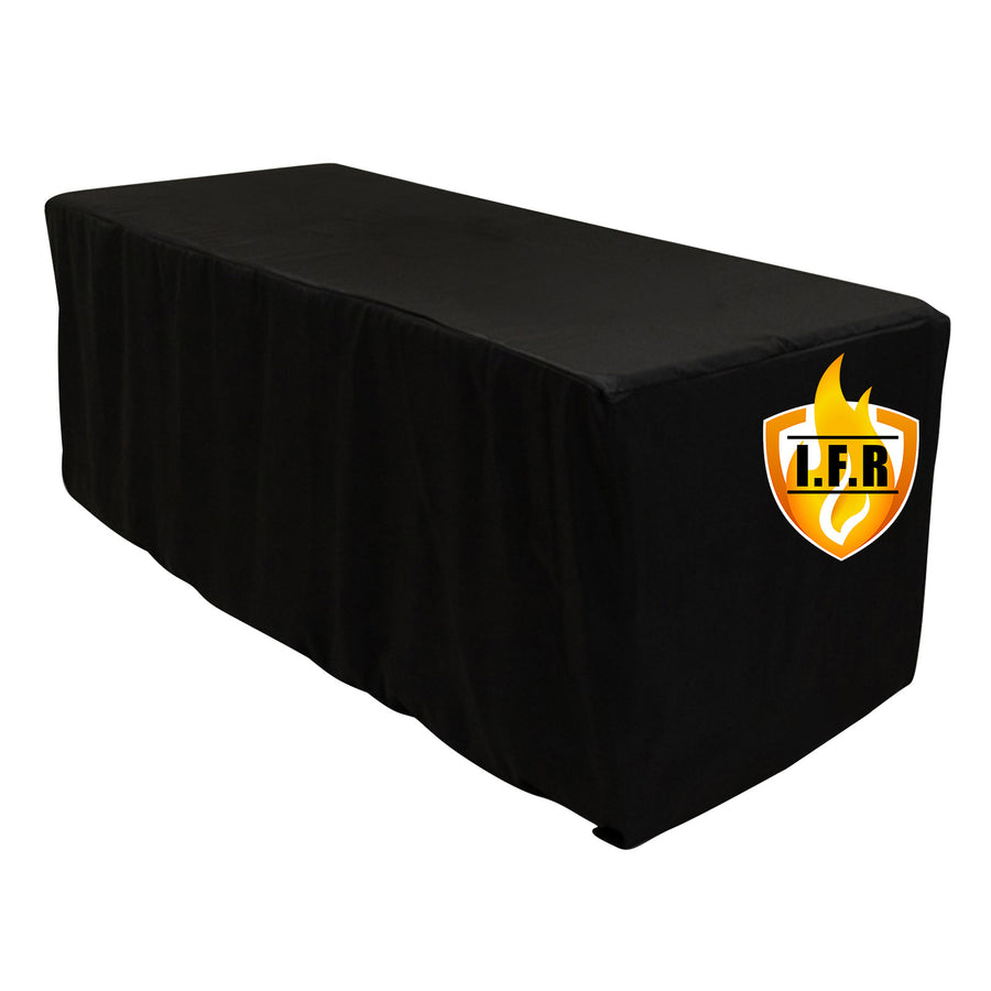 6ft Fire Retardant Black Fitted Tablecloth, Premium Polyester Rectangular Table Cover 72inch